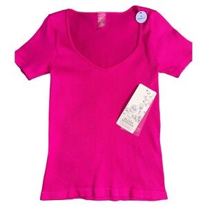 Bloom Seasons Bright Pink Workout Slim Fit Top Womens Medium NWT 🆕